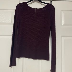 American Eagle Cable Knit Maroon Sweater with Zipper